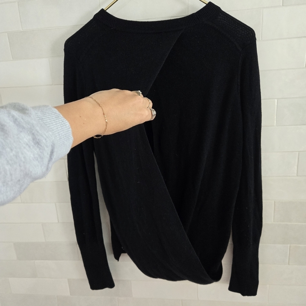 Lululemon Bring It Backbend Sweater Black Open Back Draped Cashmere Blend Tencel - Picture 11 of 12